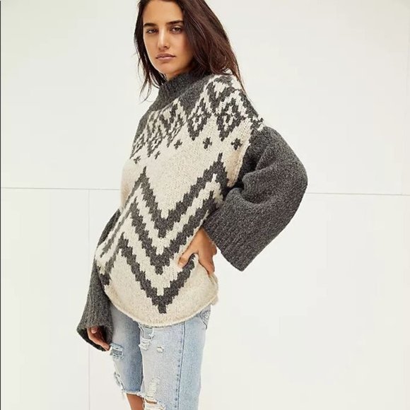Free People New Nordic Stripe Pullover Sweater - Picture 7 of 8